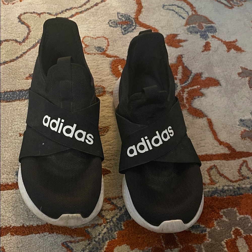 Adidas Black Slip-On Shoes with White Soles